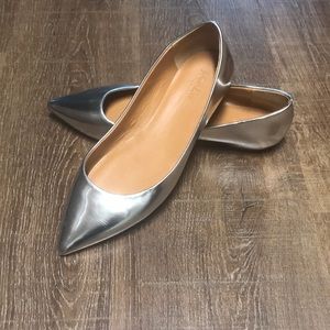 J.crew  silver pointy flats